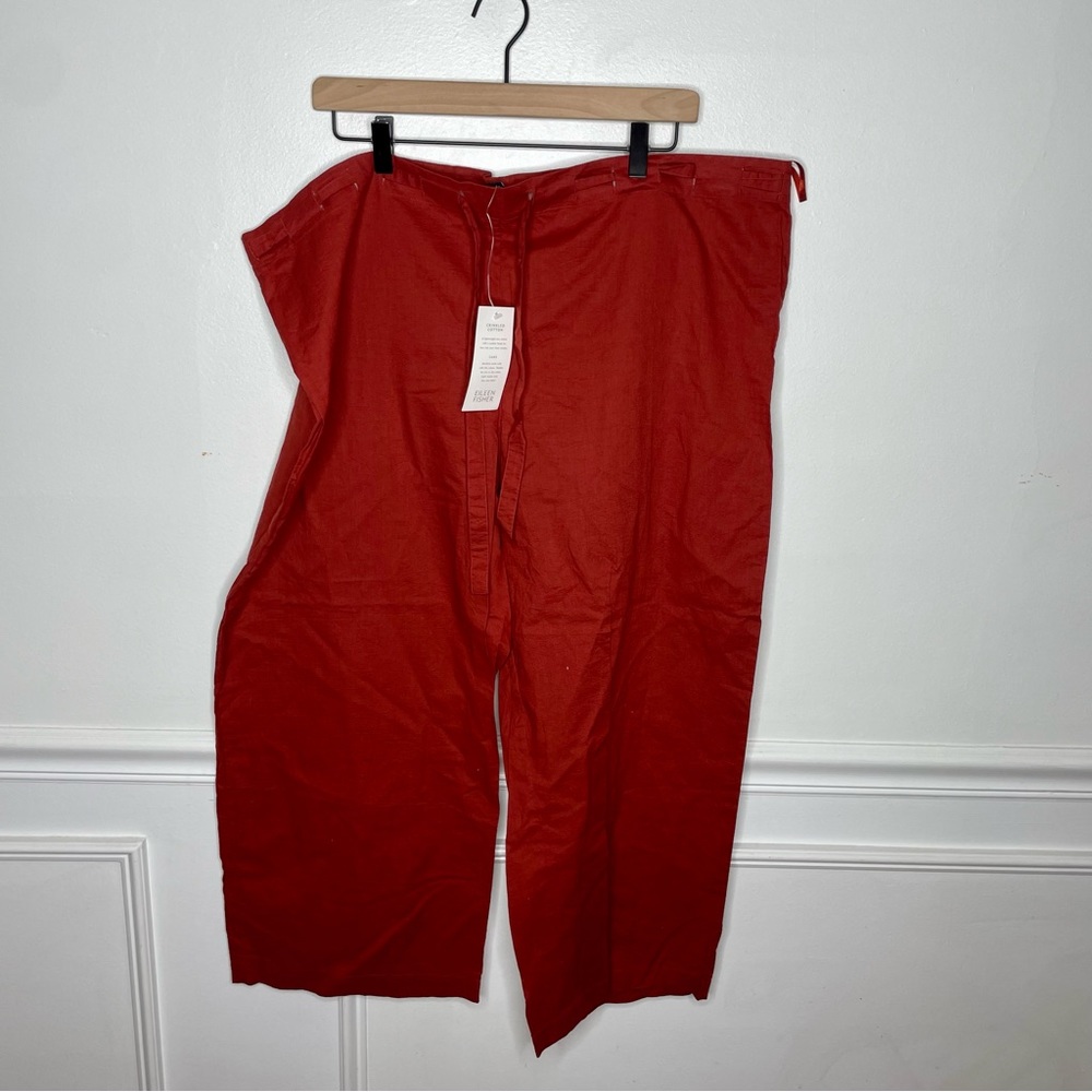 Eileen Fisher Lightweight Crinkled Cotton Paprika Pant Womens XL NWOT